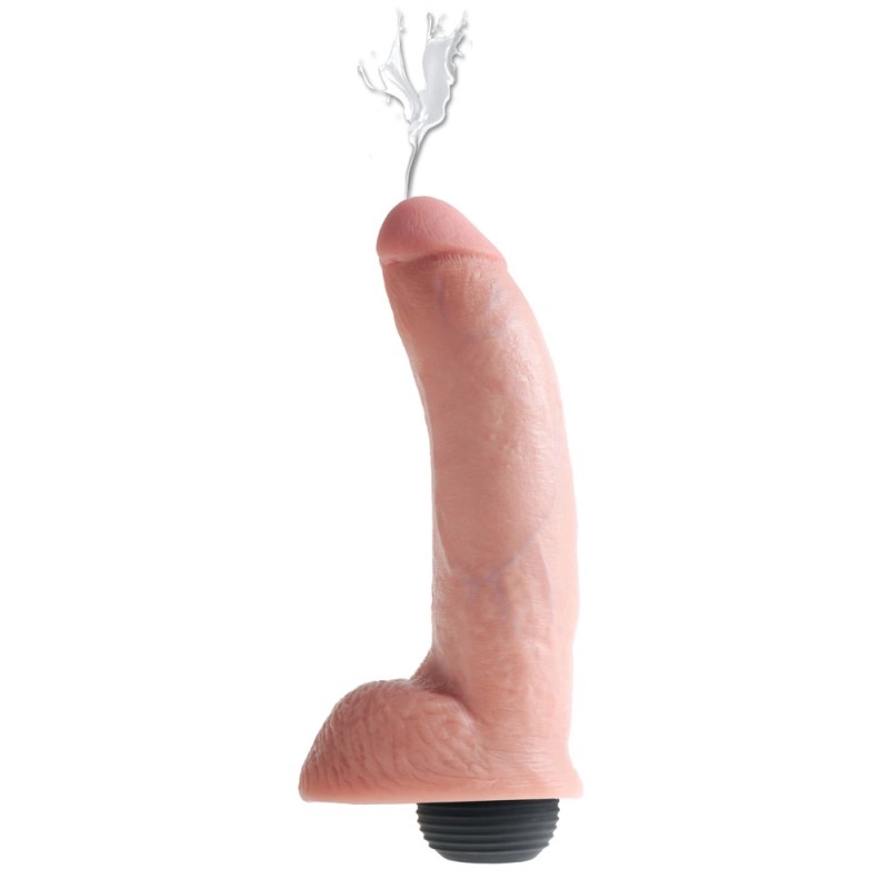 King Cock - Realistyczne Naturalne Dildo Z Wytryskiem 23 CM Jasny Kolor Skóry